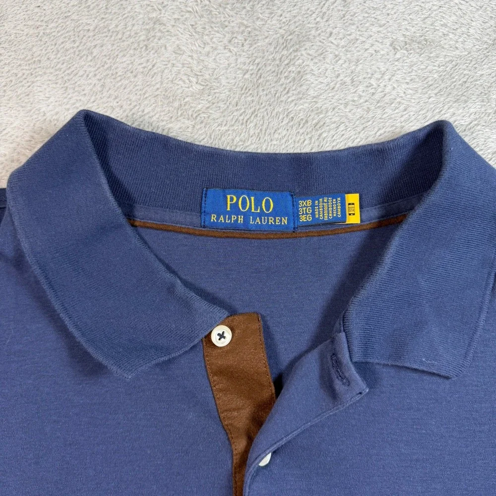 Polo Ralph Lauren Long Sleeve Polo Shirt Mens 3XB Blue Cotton Big & Tall